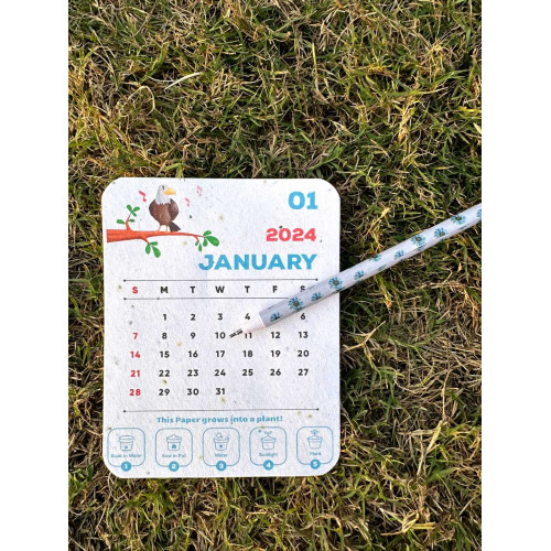Plantable Calendar 2024 + 10 Eco Friendly Syahi Pens: Gift Hamper
