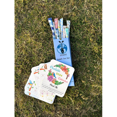 Plantable Calendar 2024 + 10 Eco Friendly Syahi Pens: Gift Hamper