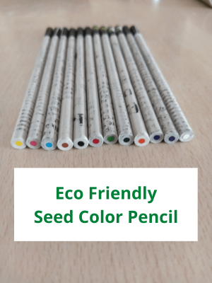 Recycled Paper Color Pencil With Plantable Seeds: 12 Colors Set