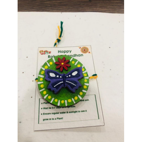 Eco Friendly Cowdung Based Rakhi With Tulsi Seeds - 2