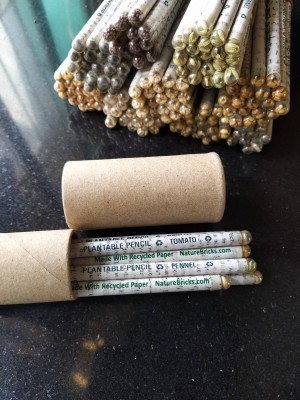 Eco Friendly Pencil With Plantable Seed Made of Newspaper