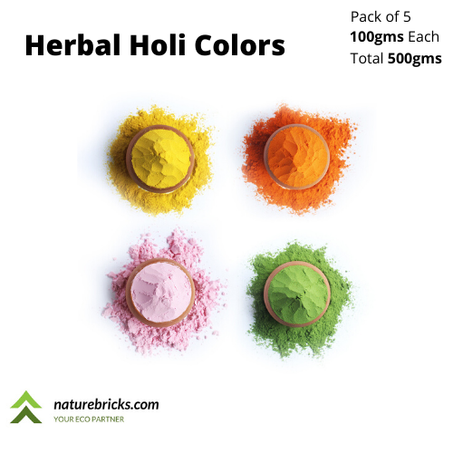 Herbal Organic Colors 500gms Pack of 5 Made from Flowers, Forest Leaves, Turmeric